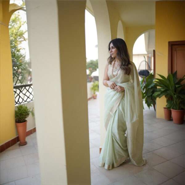 Pastel Green Chiffon Banarsi Saree SSB-0001