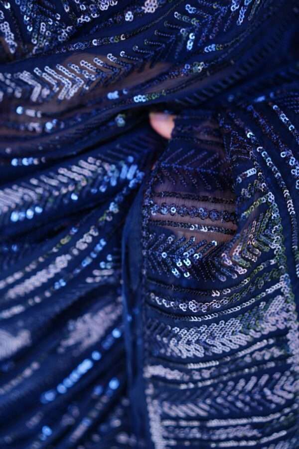 Navy Blue Sequins Saree SS-0015