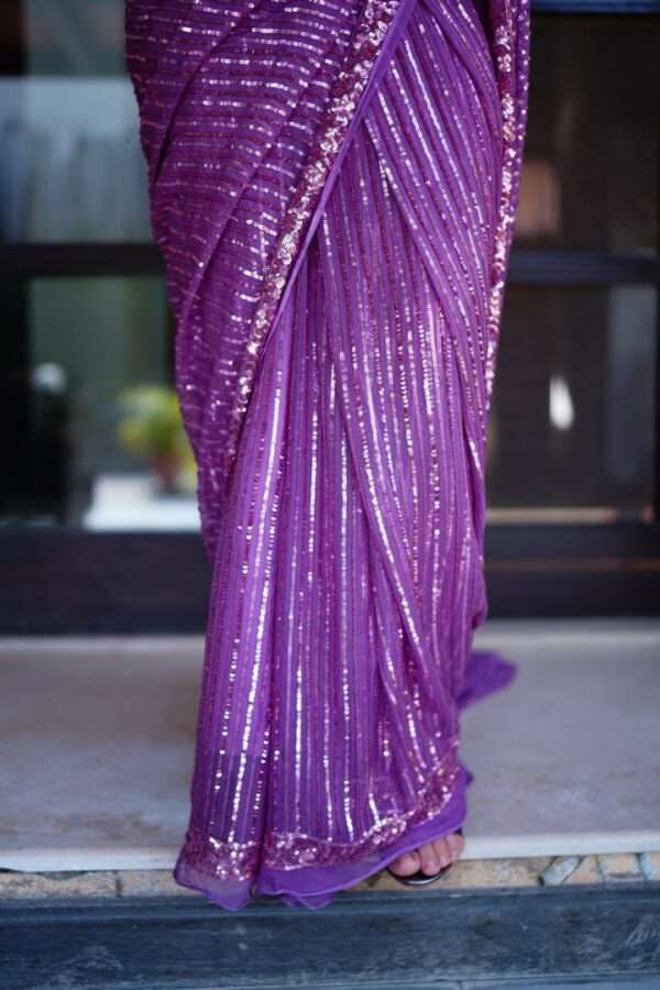 Lilac Sequins Saree SS-0014