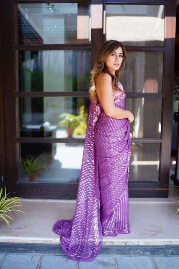 Lilac Sequins Saree SS-0014