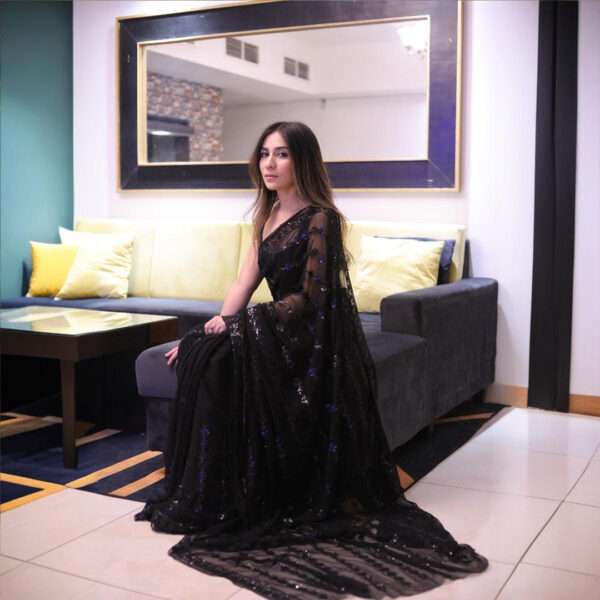 Black Sequins Saree SS-0018
