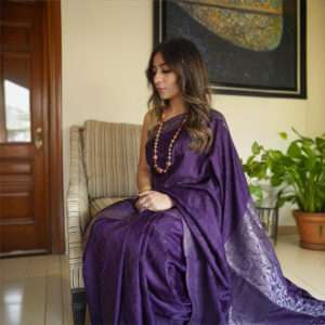 Purple Silver Zari Katan Banarsi Saree SSK-0004