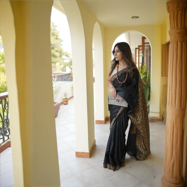 Black Golden Zari Katan Banarsi Saree SSK-0005