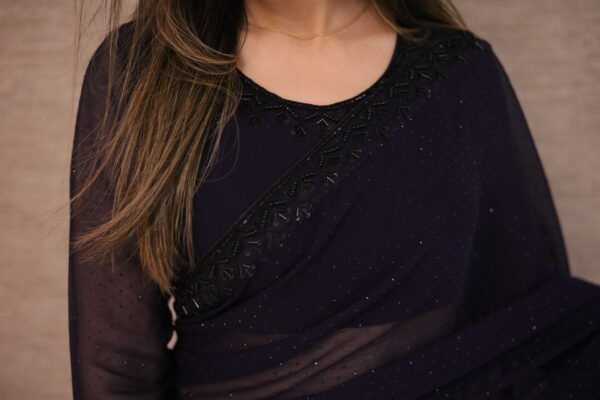 Midnight Blue Handwork Saree-0001