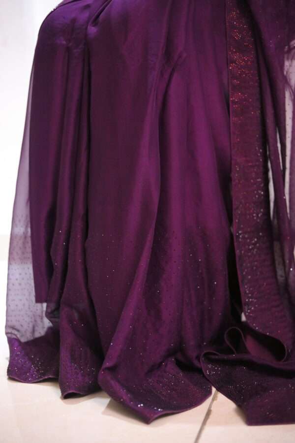 Purple Glass Stones Saree Full Stones-0001