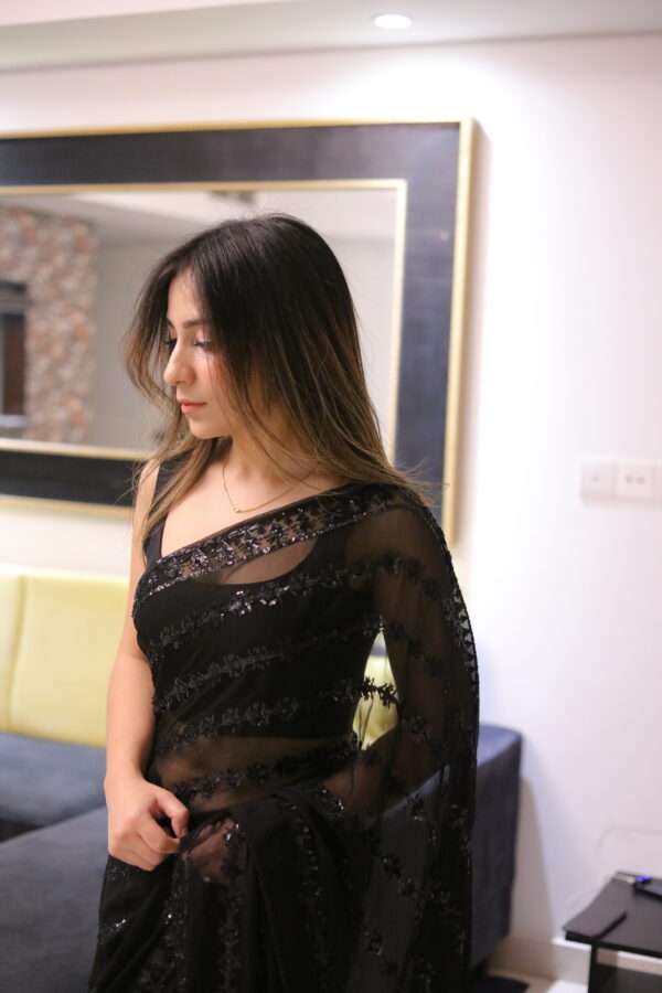 Black Sequins Saree SS-0018