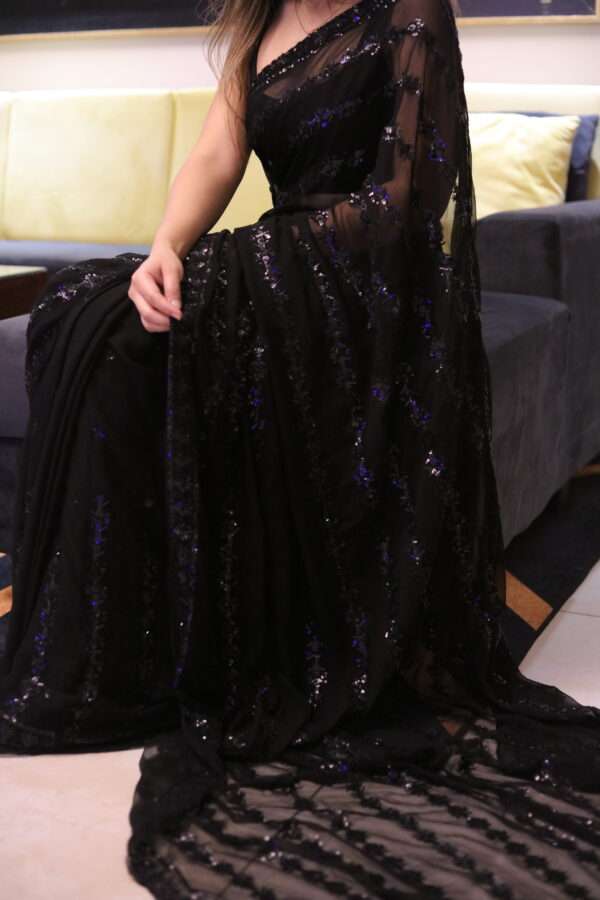 Black Sequins Saree SS-0018