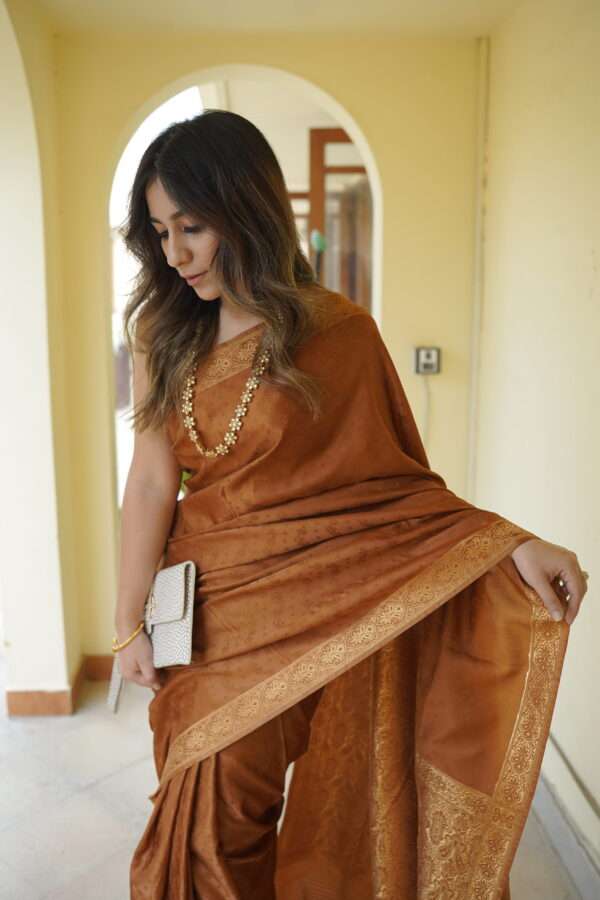 Mustard Gold Zari Katan Banarsi Saree SSK-0001