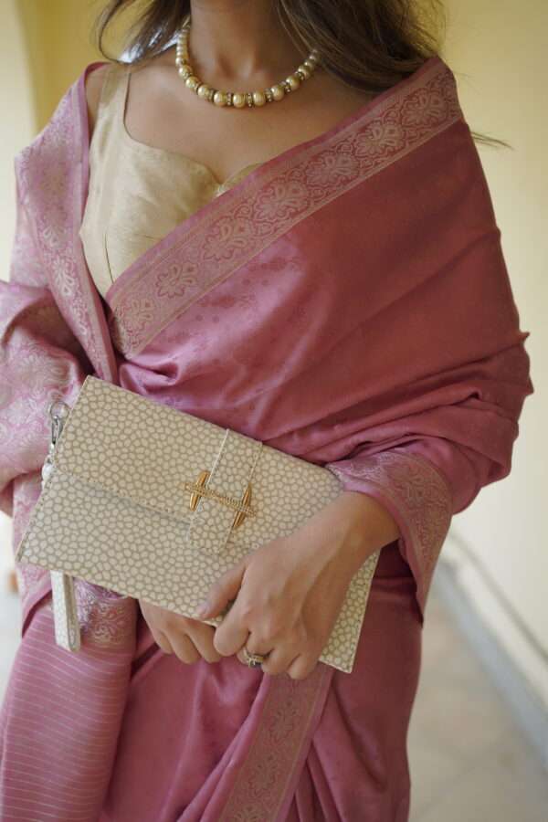 Tea Pink Silver Zari Katan Banarsi Saree SSK-0002