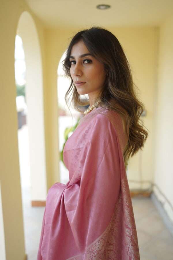 Tea Pink Silver Zari Katan Banarsi Saree SSK-0002