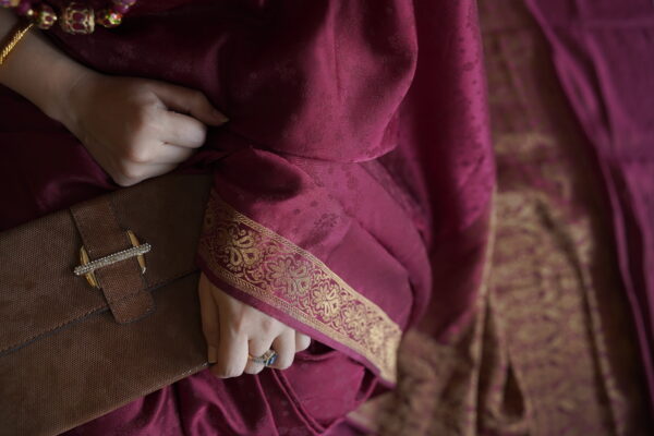 Maroon Golden Zari Katan Banarsi Saree SSK-0003