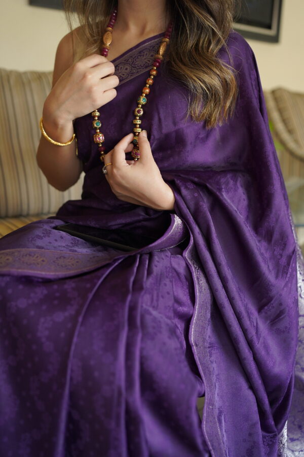 Purple Silver Zari Katan Banarsi Saree SSK-0004