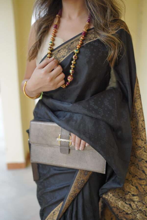 Black Golden Zari Katan Banarsi Saree SSK-0005