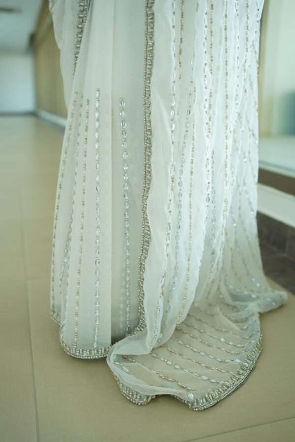 White Handwork Saree SSH-0003