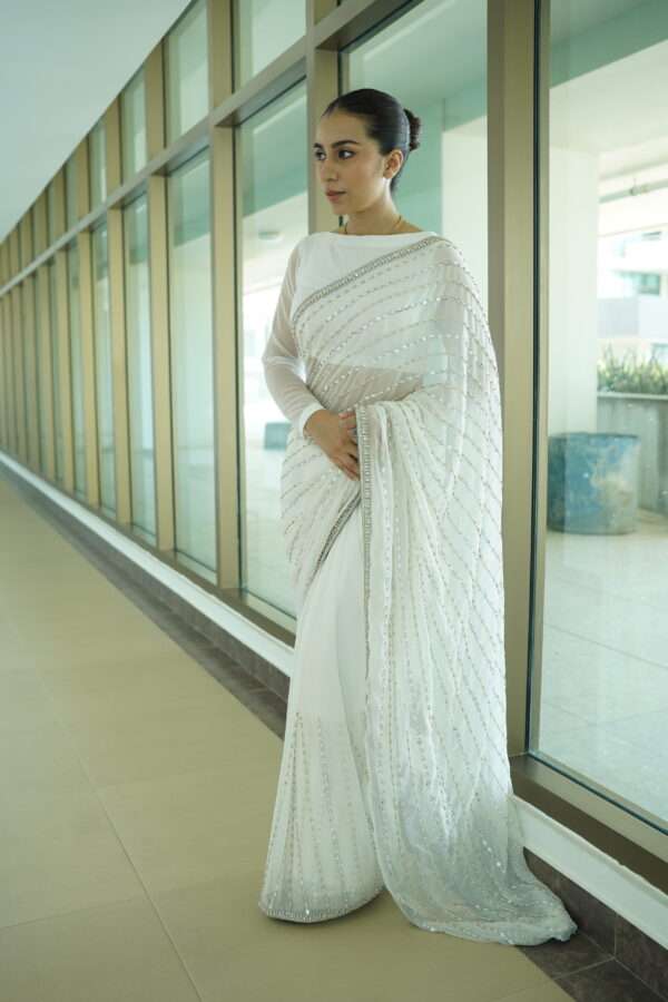 White Handwork Saree SSH-0003