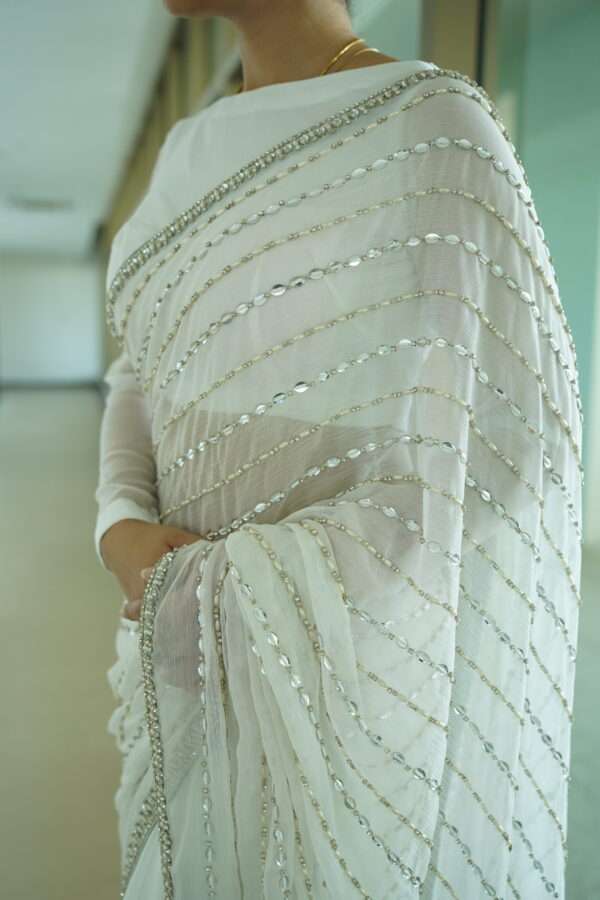 White Handwork Saree SSH-0003