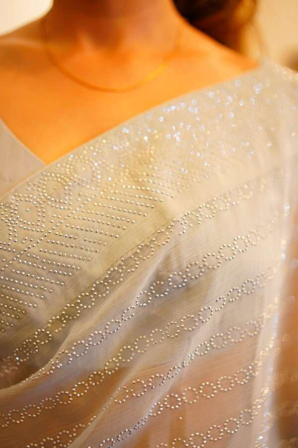 Ring Rhinestones Grey Saree SSRS-0004