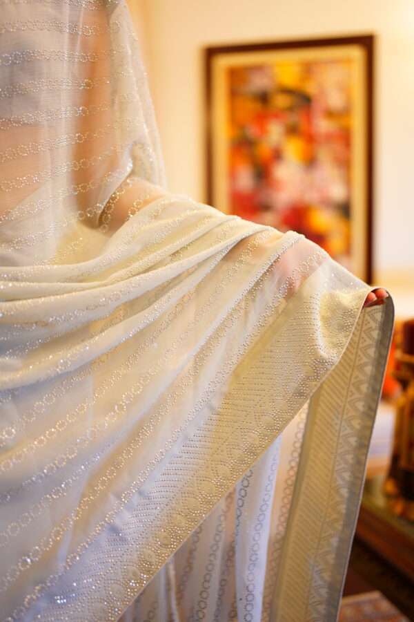 Ring Rhinestones Grey Saree SSRS-0004