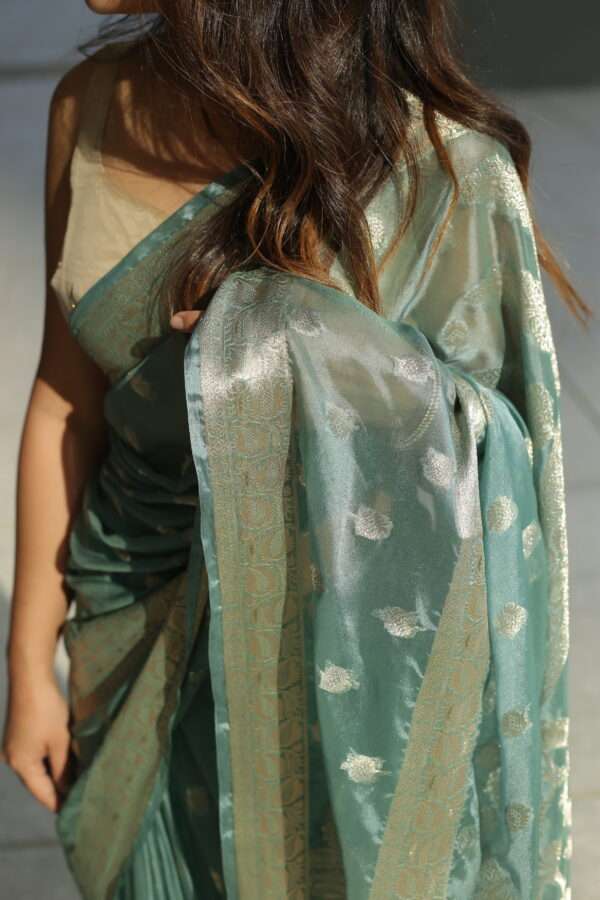 Sky Blue Chiffon Banarsi Saree SSB-0010