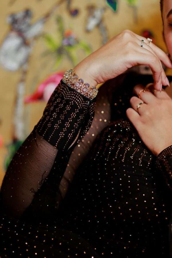 Black Gold Glass Stones Saree SSD-0004