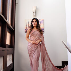 Dusty Rose Saree Embellished with Sequins, Cutdana & Beads SSHC-0008