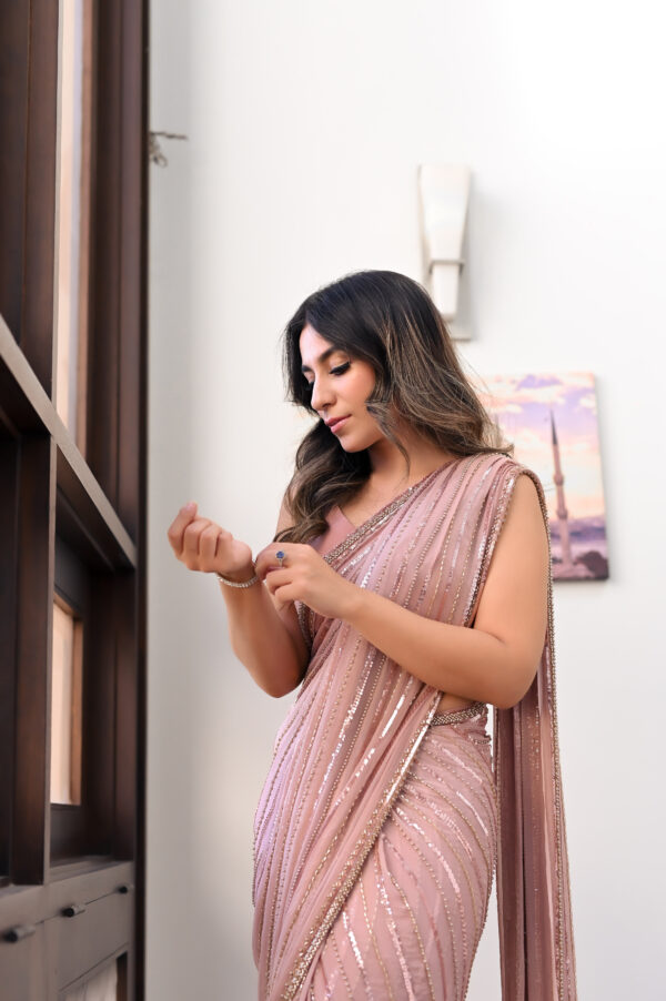 Dusty Rose Saree Embellished with Sequins, Cutdana & Beads SSHC-0008