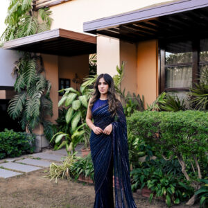 Navy Blue Saree Embellished with Sequins, Cutdana & Beads SSHC-00010