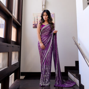 Mauve Saree Embellished with Sequins, Cutdana & Beads SSHC-0006