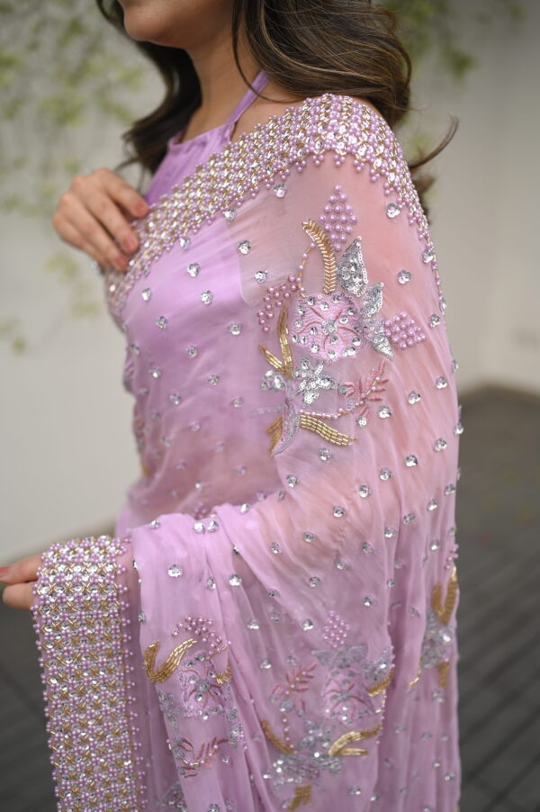 Lilac Saree Embellished with Sequins, Cutdana & Beads SSHC-00013
