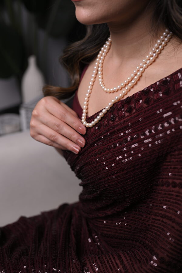 Maroon Sequins Saree SS-0022