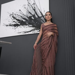 Brown Sequins Saree SS-0021