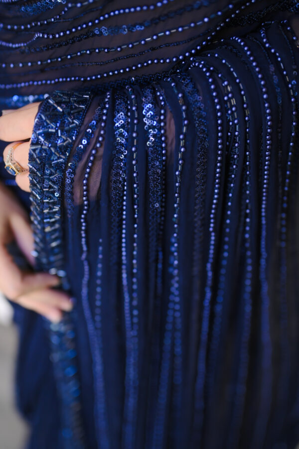 Navy Blue Saree Embellished with Sequins, Cutdana & Beads SSHC-00016