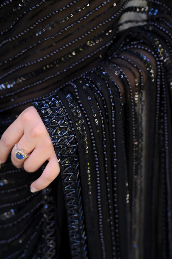 Black Saree Embellished with Sequins, Cutdana & Beads SSHC-00017