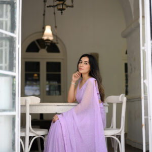 Lilac All over Crystals & Rhinestones Saree SSRB-00014
