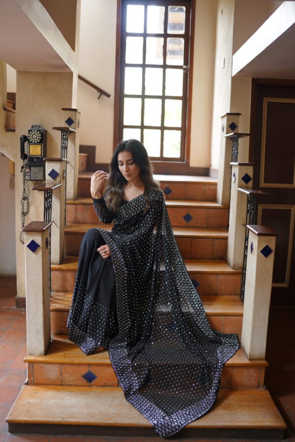 Black All over Crystals Saree SSRB-00013