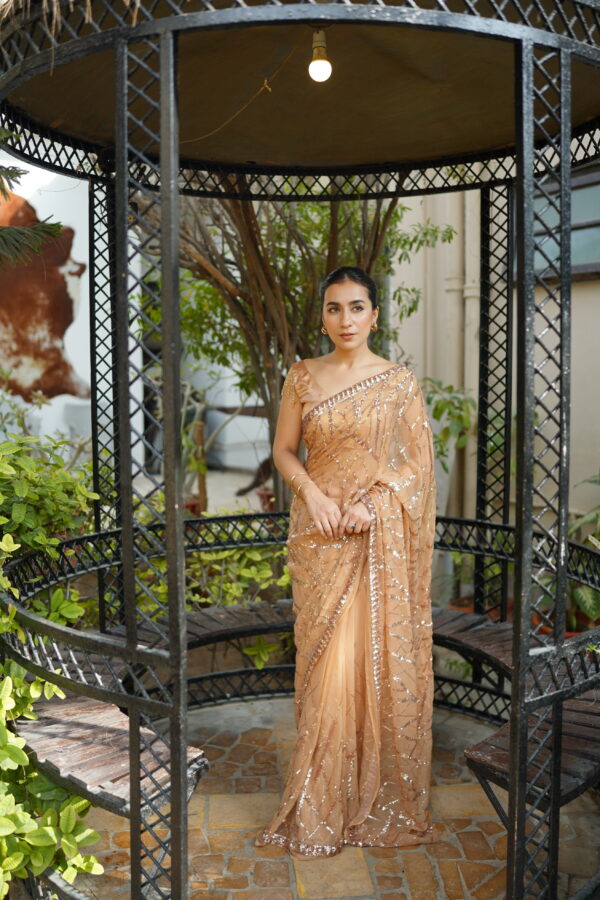 Toffee Shade Sequins Saree SS-0026