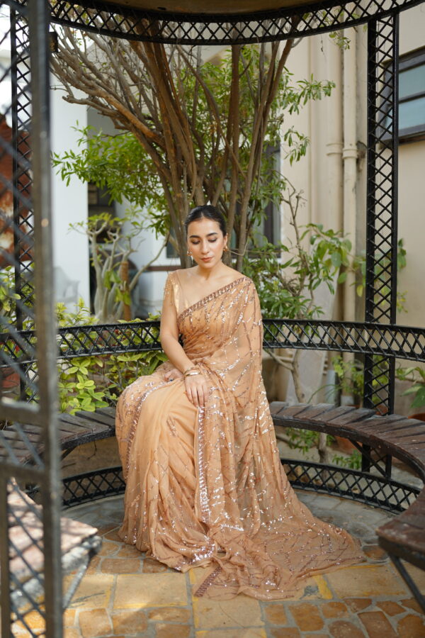 Toffee Shade Sequins Saree SS-0026
