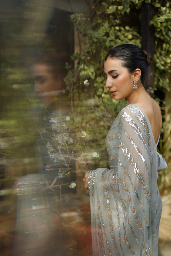Grey Saree Embellished with Sequins SS-0025