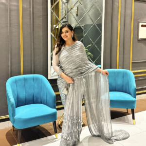 Grey Saree Embellished with Sequins, Cutdana & Beads SSHC-00014