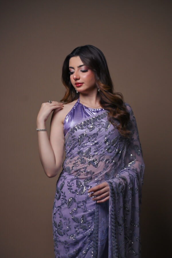 Lilac Sequins Saree SS-0029