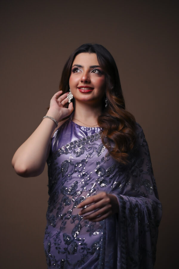 Lilac Sequins Saree SS-0029