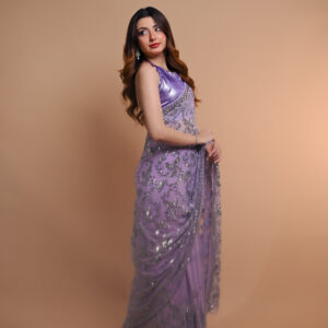 Lilac Sequins Saree SS-0029