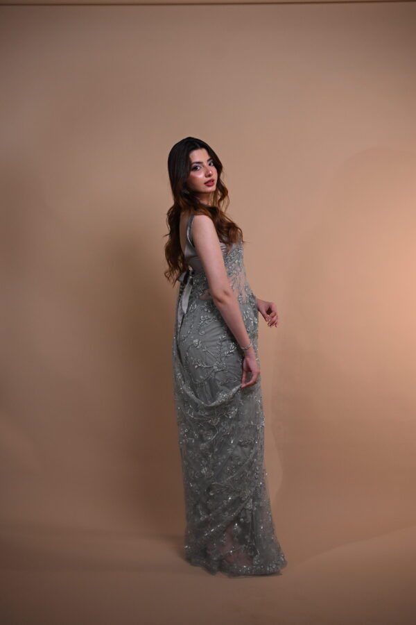 Silver Premium Swiss Net Saree SSN-0003