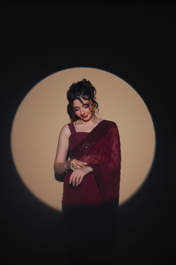 Maroon Sequins Saree SS-0029