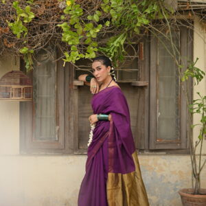 Magenta Cotton Banarsi Saree SCB-001