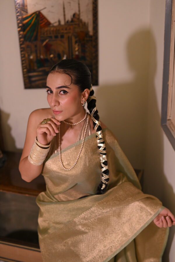 Pastel Green Crush Tissue Banarsi Saree SCT-02