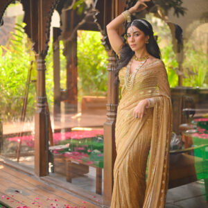 Golden Apsara Saree Embellished with Sequins, Cutdana & Beads SSHC-00020