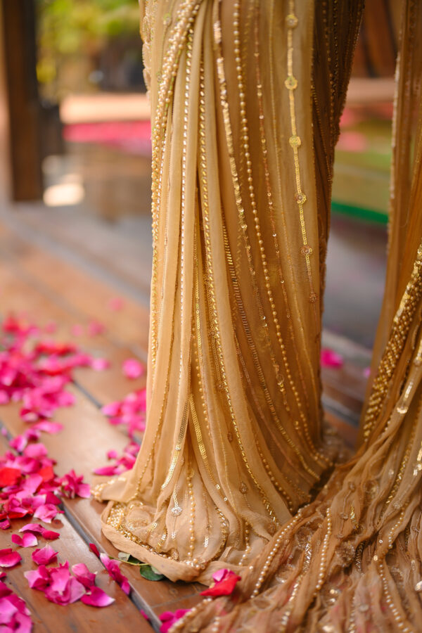 Golden Apsara Saree Embellished with Sequins, Cutdana & Beads SSHC-00020