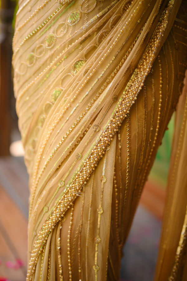 Golden Apsara Saree Embellished with Sequins, Cutdana & Beads SSHC-00020