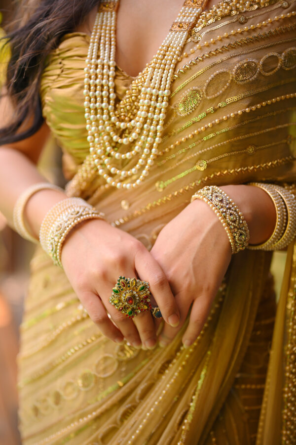 Golden Apsara Saree Embellished with Sequins, Cutdana & Beads SSHC-00020